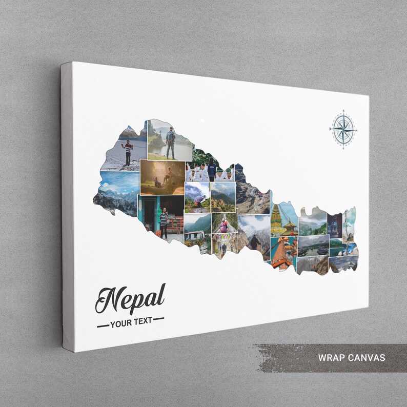Nepal Wall Art Print Nepal Map Poster Nepal Travel Photo Etsy