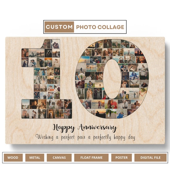 Regalo personalizado de aniversario de 10 años para esposo Regalos de  aniversario de 10 años para parejas Regalo de collage de fotos de  aniversario de boda de 10 años para él -  México