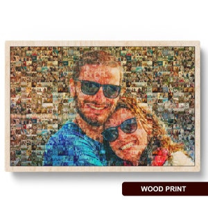 Custom Photo Mosaic Long Distance Relationship Gift For Boyfriend Wedding Gift For Couple Unique Mosaic Wall Decor Step Dad Gift Wood Photo Print