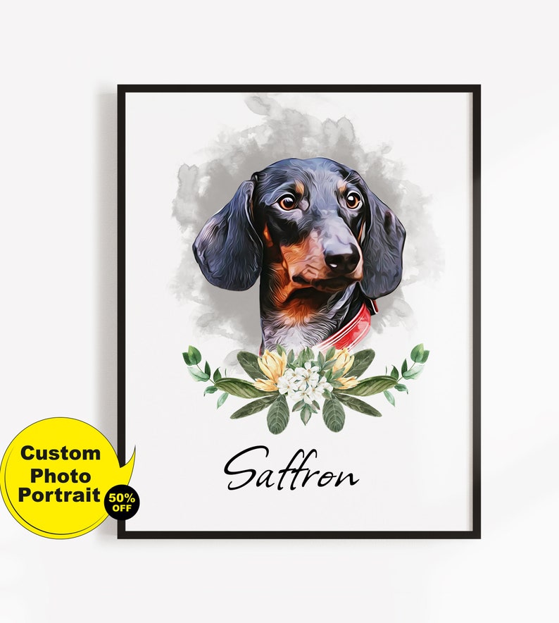 Watercolor Painting effect Pet Portrait,Dog Drawing Custom Pet Loss Gift For Mom Custom Pet Portrait Painting Dog Lover Gift For Boss