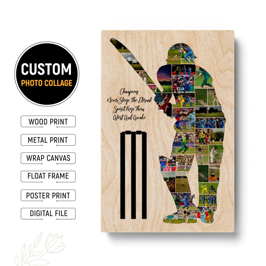 Personalised Cricket Gifts Cricket Bat Photo Frame Cricket Poster Best Gift for Cricket Lover