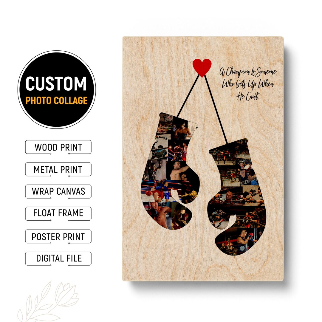 Personalized Boxing Gloves Gift Boxing Photo Collage Canvas Boxing