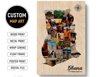 Ghana Wall Art  Ghana Art  Ghana Wall Decor  Ghana Travel Poster  Ghana Poster  Ghana Map  Ghana Print  Ghana Wood - Christmas Gifts