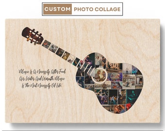 Guitar Photo Collage  Guitar Gift  Gift For Her  Boyfriend Gift  Unique Gift Art Print  Friend Gift  Bedroom Wall Decor - Christmas Gifts
