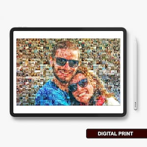 Custom Photo Mosaic Long Distance Relationship Gift For Boyfriend Wedding Gift For Couple Unique Mosaic Wall Decor Step Dad Gift Digital JPG File