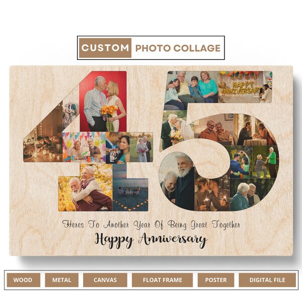 Personalized 45th Anniversary Gift For Parents 45th Wedding Anniversary Gift For Husband 45 Year Anniversary Photo Collage Gift