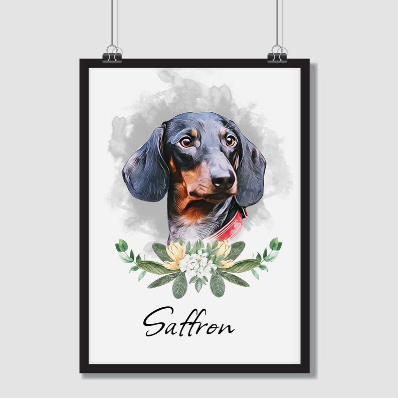 Watercolor Painting effect Pet Portrait,Dog Drawing Custom Pet Loss Gift For Mom Custom Pet Portrait Painting Dog Lover Gift For Boss