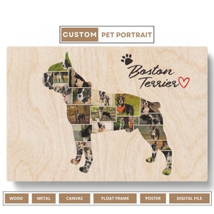Personalized Boston Terrier Gifts Boston Terrier Mom Photo Collage Boston Terrier Decor Red Boston Terrier Bull Terrier Gift