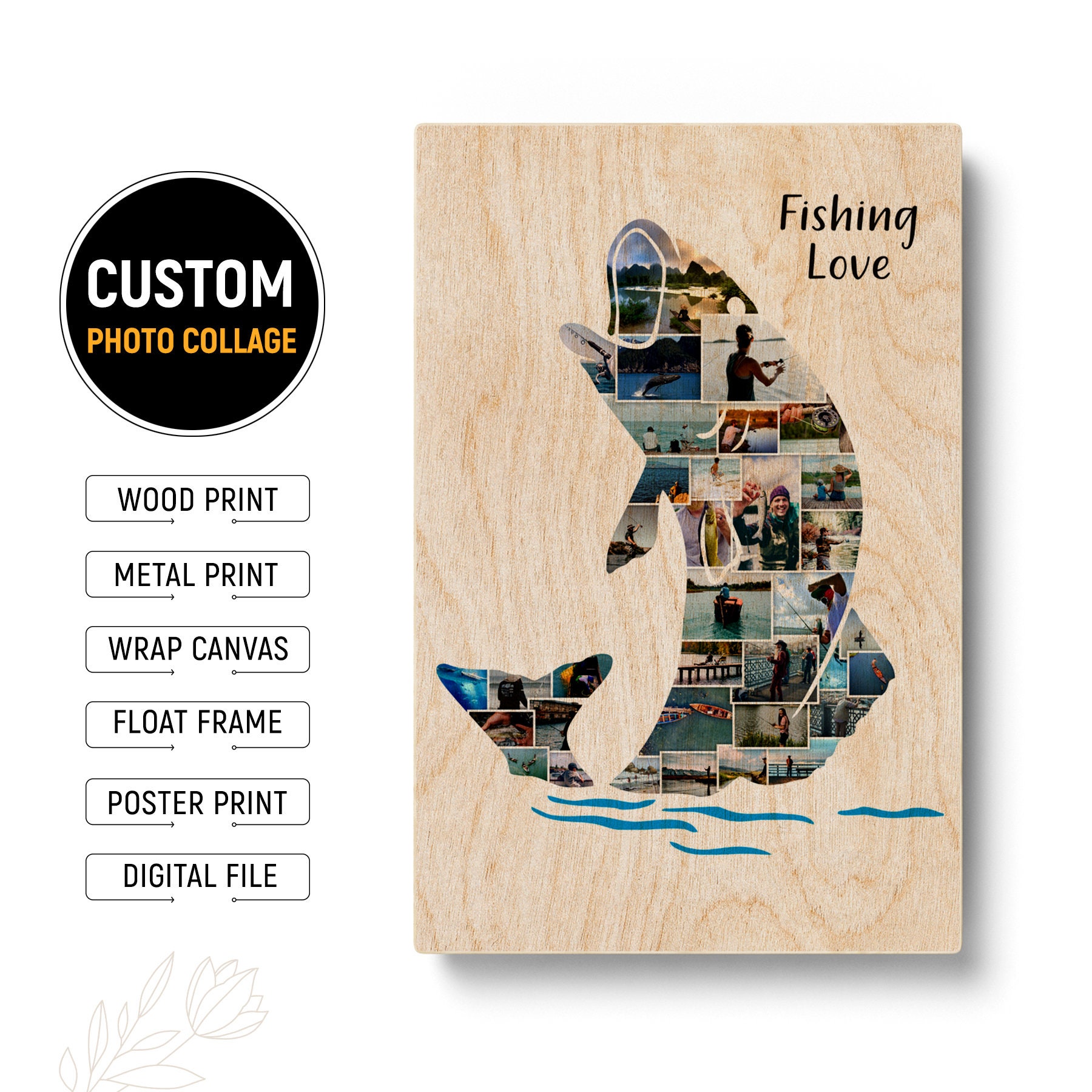 Fish Photo Collage Custom Fishing Gifts for Men Christmas Gifts for Fisherman  Fishing Gifts for Kids Fishing Wall Art 
