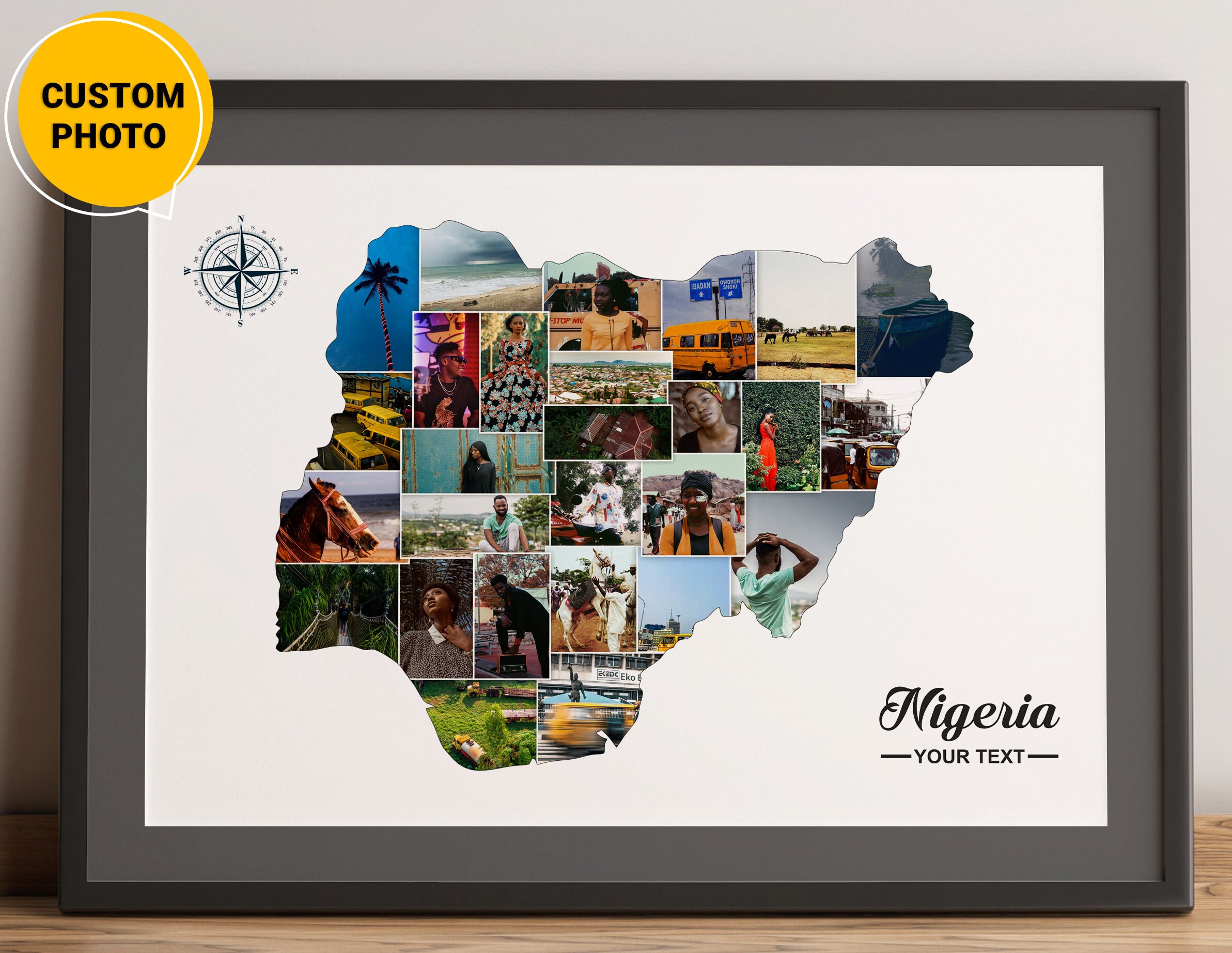 Nigerian Art Nigerian Photo Collage Nigeria Map Wall Art Etsy