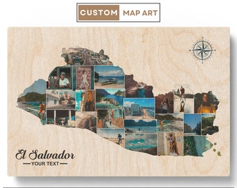 El Salvador Photo Collage  El Salvador Map  El Salvador Art  El Salvador Print  Holiday Decor  Canvas Wall Art - Christmas Gifts