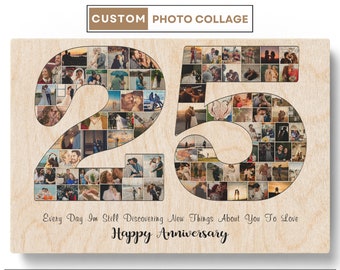 Personalized 25th Wedding Anniversary Gift For Couple 25th Anniversary Gifts For Husband Wife 25th Wedding Anniversary Picture Collage Gift