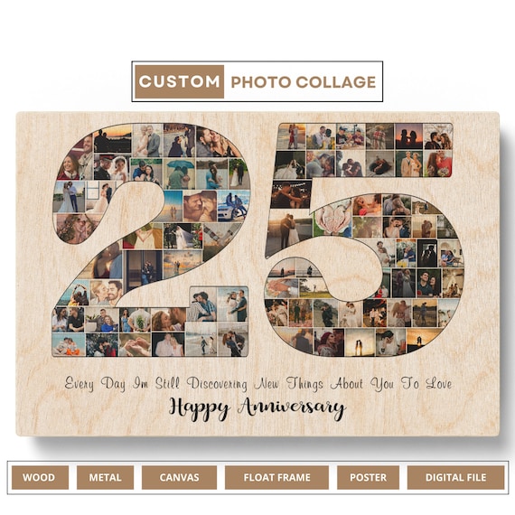 Personalized 25th Wedding Anniversary Gift for Couple 25th Anniversary Gifts  for Husband Wife 25th Wedding Anniversary Picture Collage Gift 