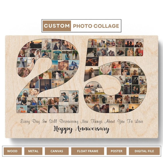 Personalized 25th Wedding Anniversary Gift for Couple 25th Anniversary  Gifts for Husband Wife 25th Wedding Anniversary Picture Collage Gift 