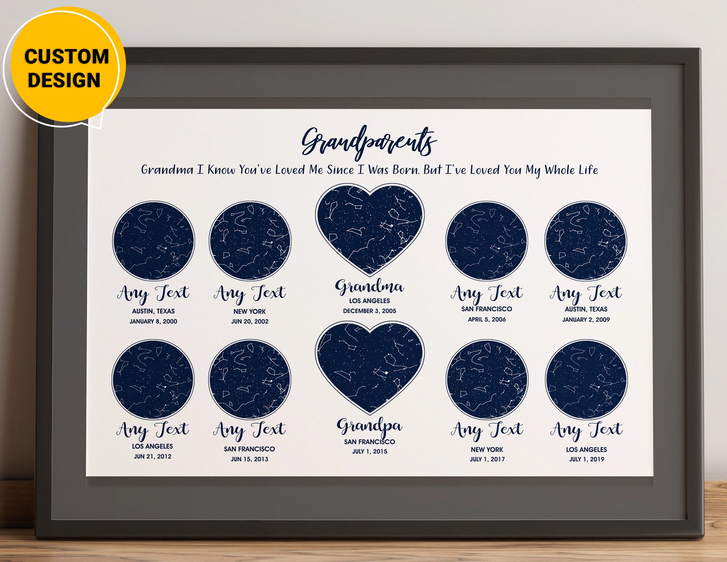 Download Night Sky By Date Digital Star Map Poster Grandma Picture Etsy