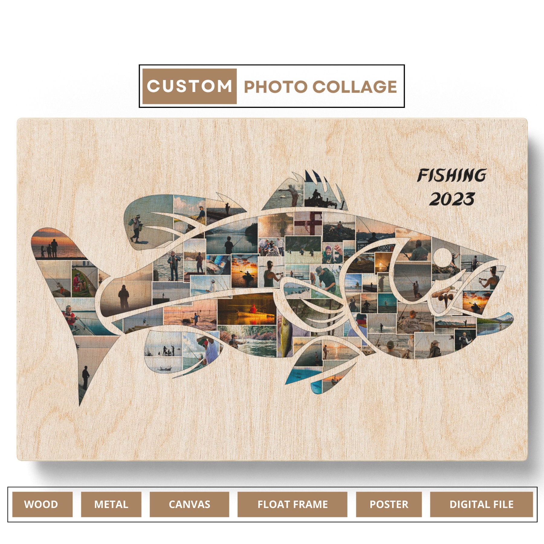 Bass Fish Photo Collage Fishing Poster Fishing Gifts for Men Housewarming Gift  Gift for Dad Printable Wall Art Christmas Gifts -  Canada