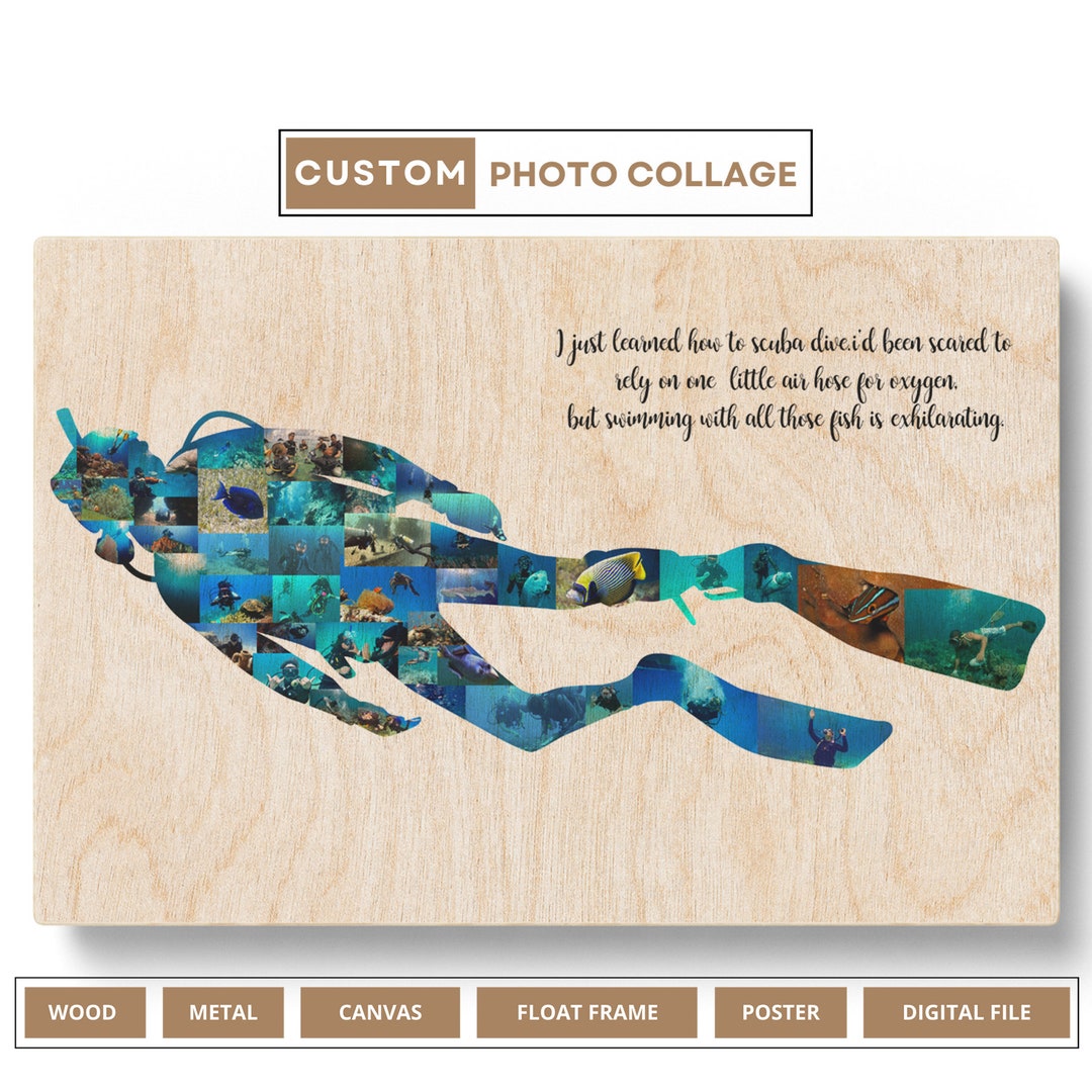 Personalized Scuba Poster Photo Collage Gifts for Divers Scuba Diver
