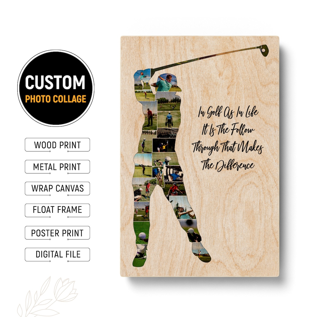 Personalized Unique Golf Gifts for Him Golf Photo Collage Gifts for Men Golf Coach Picture