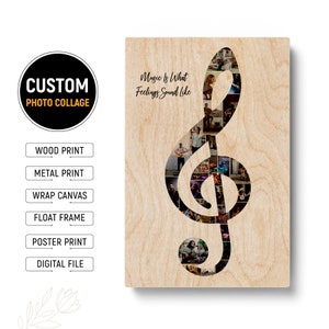 Custom Treble Clef Wall Art Music Gift For Men Him Music Photo Collage Decor Music Lover Gift Anniversary Photo Gift Music Studio Decor