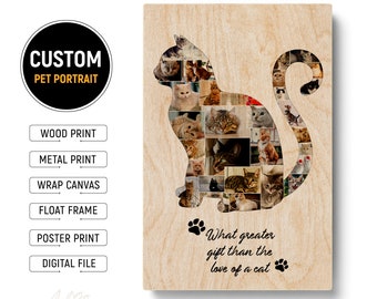 Custom Cat Themed Gifts For Women Men Cat Loss Gift Cat Remembrance Picture Collage Gift Cat Owner Gift Brown Tabby Cat