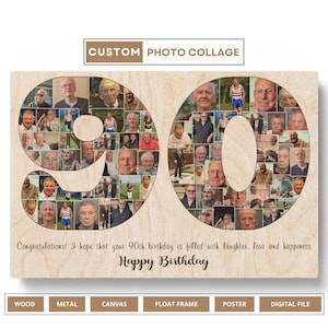 90th Birthday Gift  Grandma'S 90th Birthday  90 Year Old Birthday Gift  Gift For Grand Parents  90th Birthday Collage  - Christmas Gifts