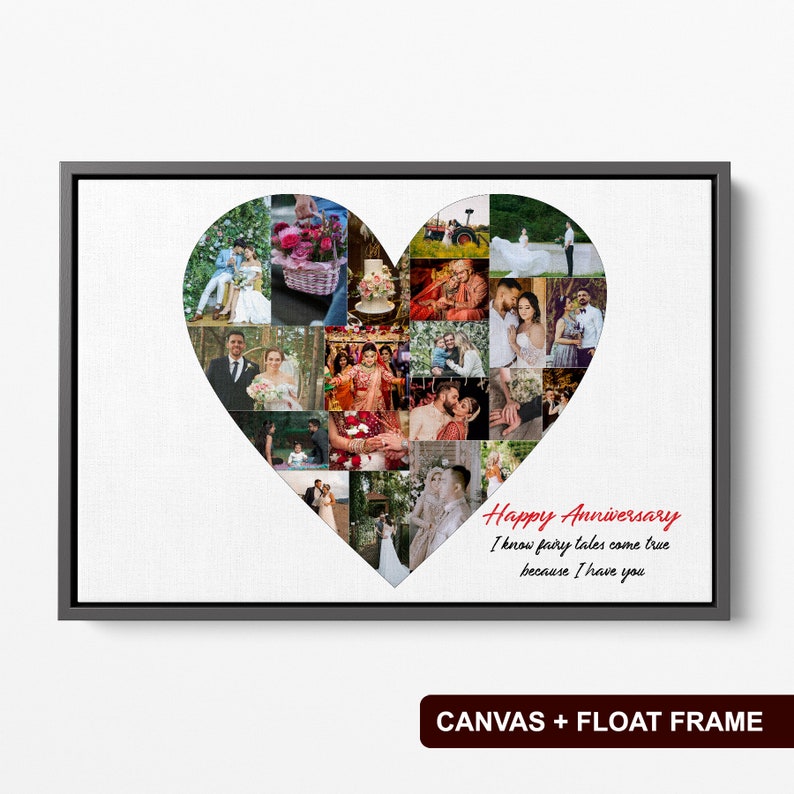 Anniversary Gift for Her Heart Photo Collage Engagement Etsy
