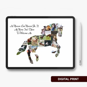 Sentimental horse-themed gift with personalized photo collage.