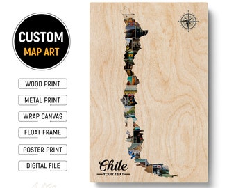 Chile Art  Travel Poster Chile  Chile Print  Chile Poster  Chile Map  Chile Country Map  Chile Wall Art  Chile Decor - Christmas Gifts