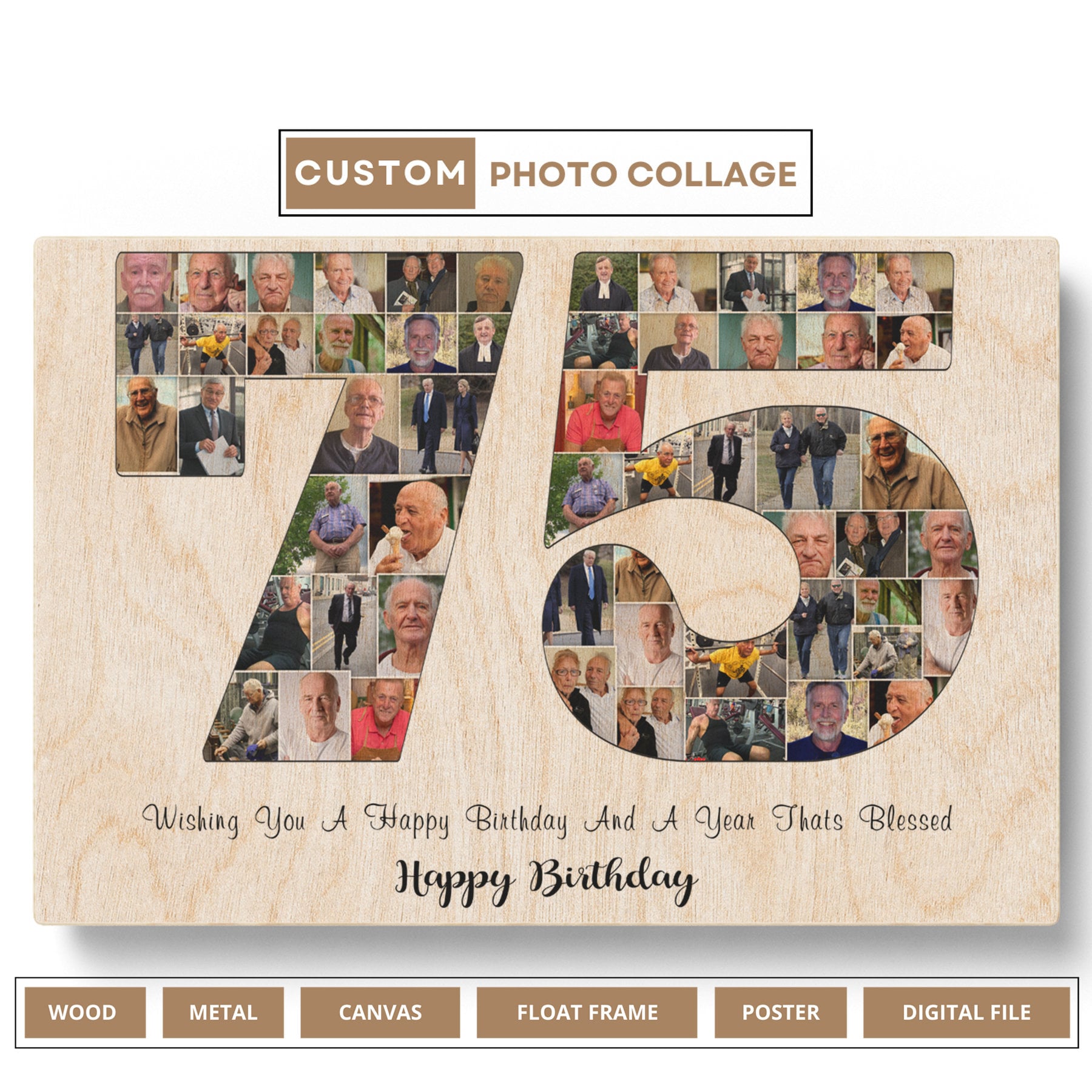 60th Birthday Gift, Personalized 60th Birthday Photo Collage, Unique 60th Birthday Gifts For Her