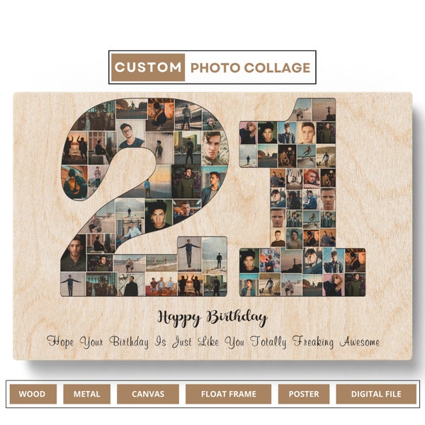 Personalized 21st Birthday Gift For Her Him 21st Birthday Gifts For Guys Daughter Happy 21st Birthday Photo Collage Gift For Friend