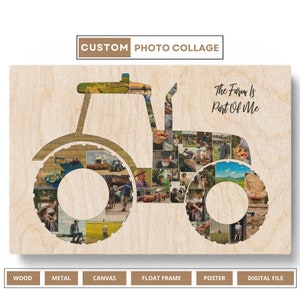 A personalized tractor-themed photo collage, the perfect gift for farmers and tractor enthusiasts.