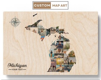 Michigan State  Michigan Art  Michigan Map  Michigan Art Canvas  Michigan Home Decor  Michigan Art Framed - Christmas Gifts