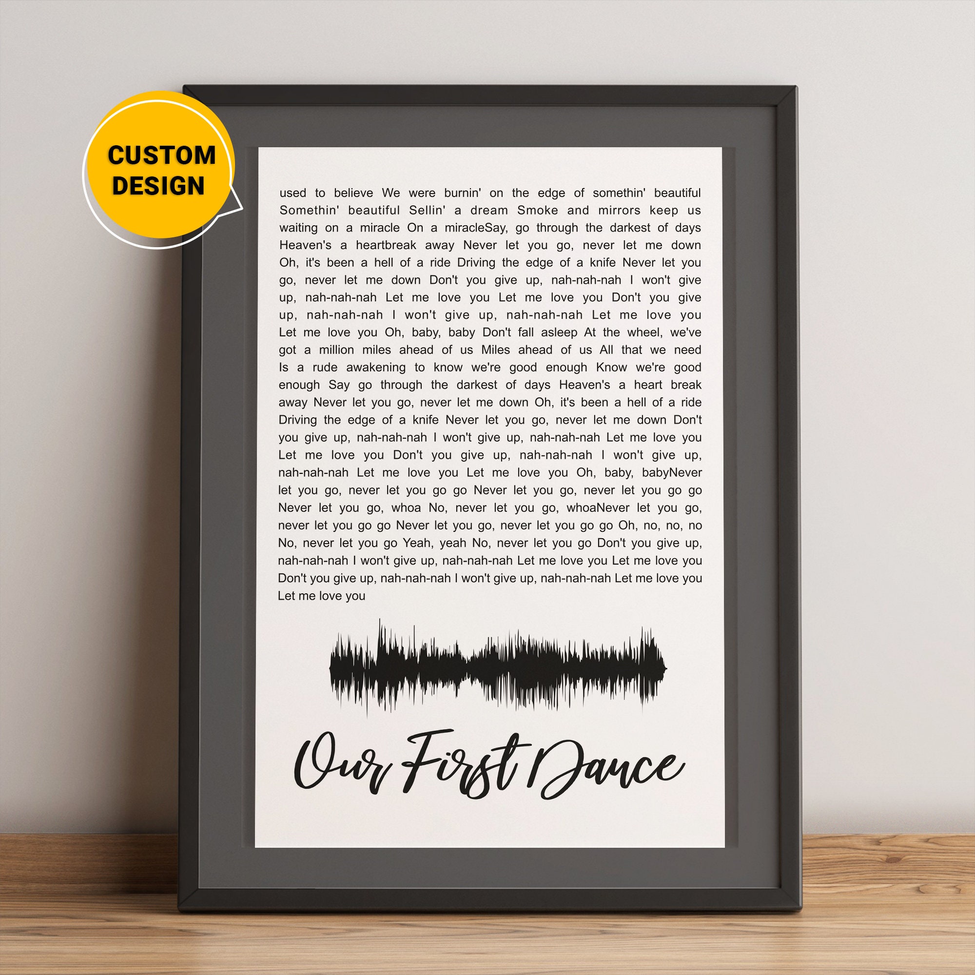 Beautiful Crazy Song Lyrics Sign Anniversary Gift For Etsy