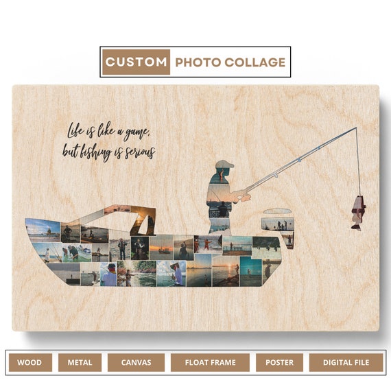 Custom Fisherman Gifts Fishing Gifts for Men Fishing Dad Picture Collage Gift  Unique Fishing Gifts for Hunters and Fisherman Fishing Collage 