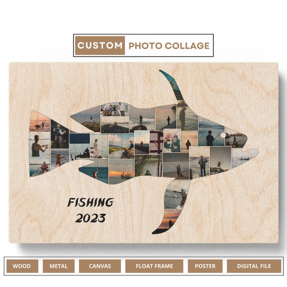 Custom Unique Fishing Gifts Hunting and Fishing Gifts Fishing Photo Collage  Gifts for Boys Girl Fly Fishing Decor Bass Fishing Gifts 