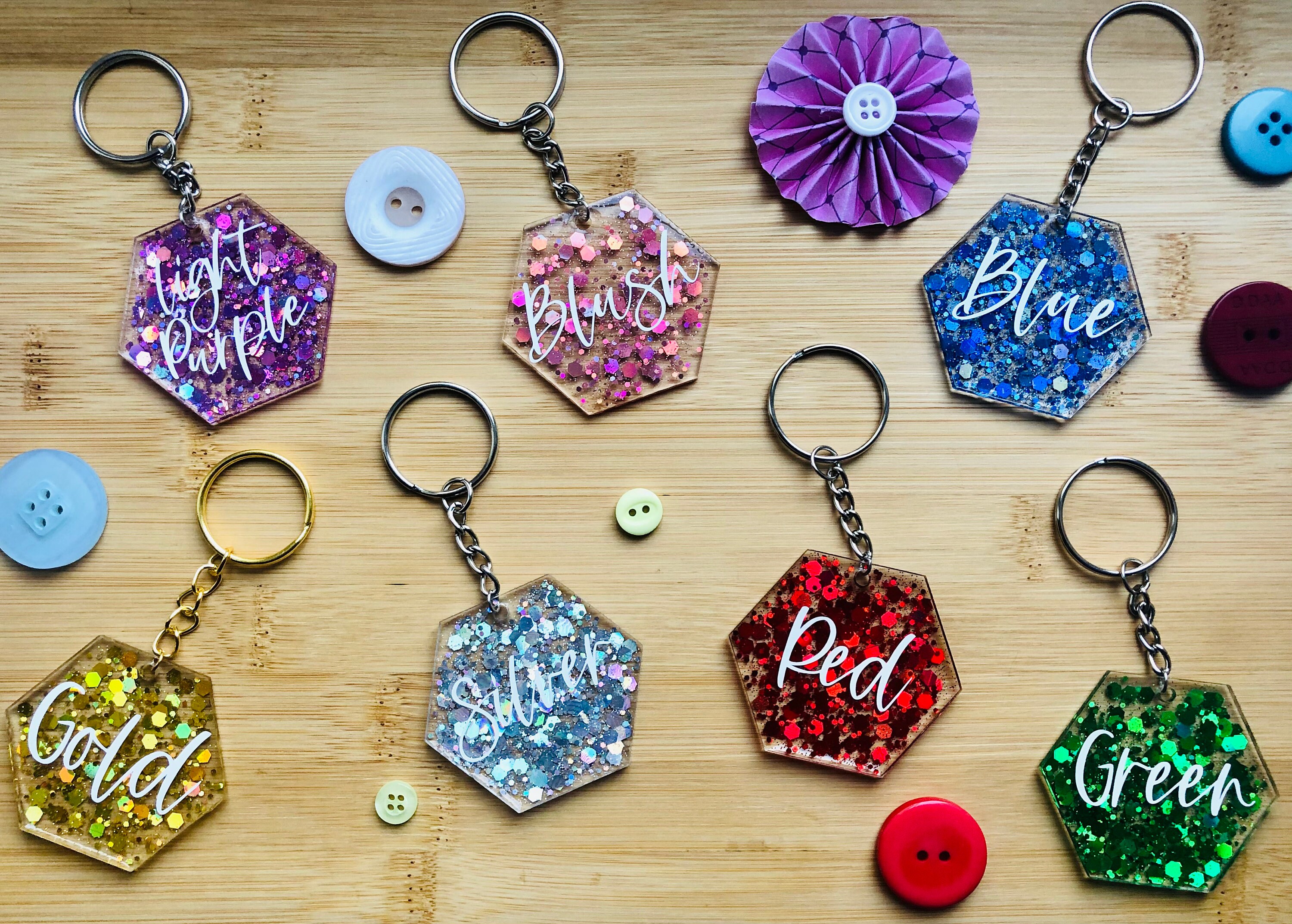 Personalised Sparkle Keyring/Keychain. Various glitter Etsy