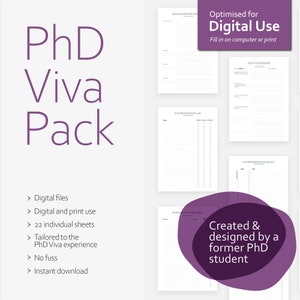 PhD Viva Pack: 大学院論文の審査/口頭試問を計画するための 22 の PDF | 持続可能でインタラクティブ | 即時デジタル ダウンロード
