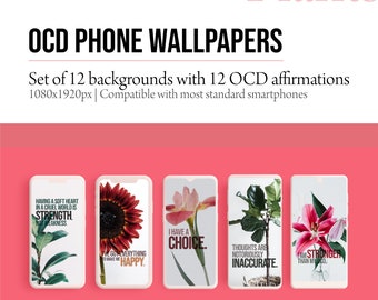 OCD Phone Wallpapers | Daily Affirmation & Empowerment | Instant Download | Mental Health | Obsessive Compulsive Disorder | Minimal Plants