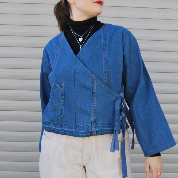 Denim wrap jacket