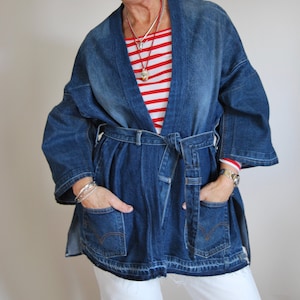 Recycled Denim Kimono Jacket Etsy