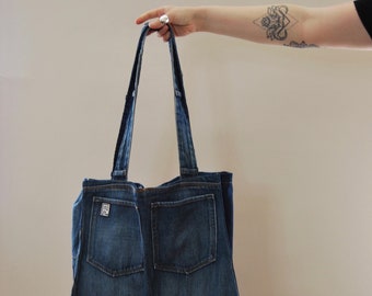 Reconstructed tote denim bag