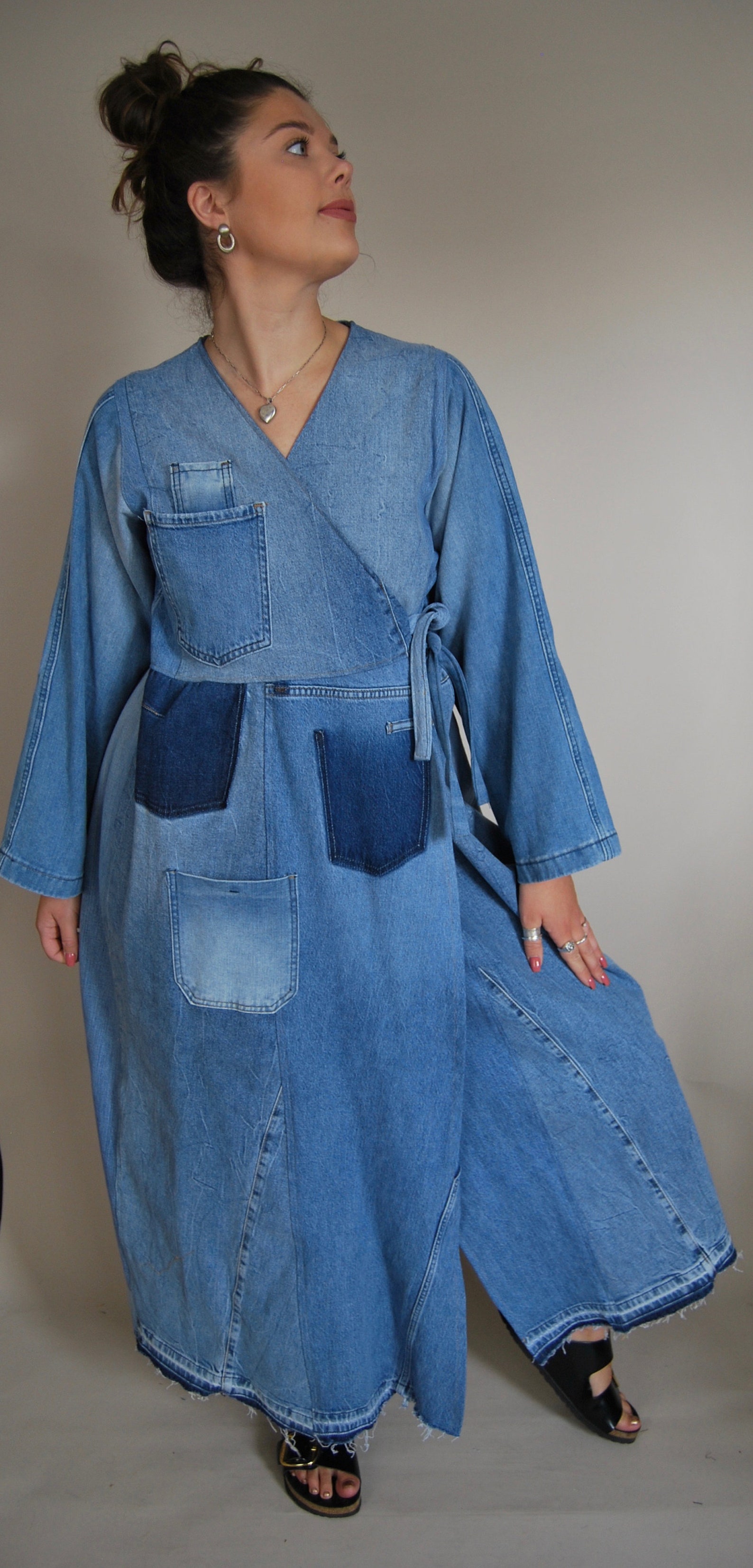 DENIM WRAP SHIRT DRESS