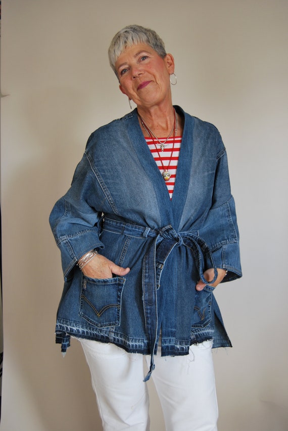 Buy Denim Kimono Jacket Online in India - Etsy