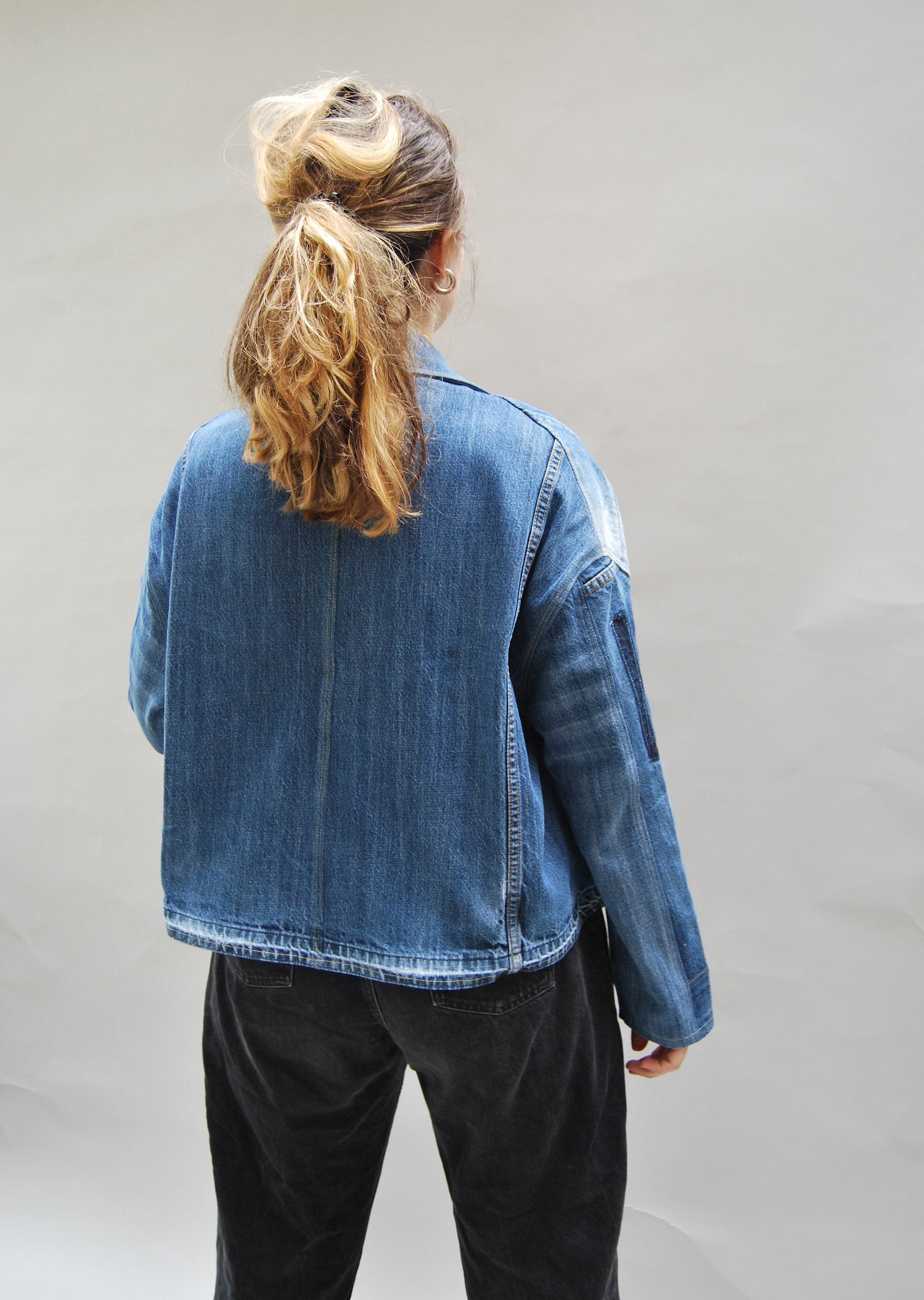 Denim short swing jacket Etsy