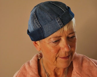 Denim docker skull cap