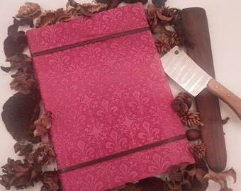 Leather Cookbook, Dark Pink, Florence fleur-de-lis, 21 cm x 17 cm