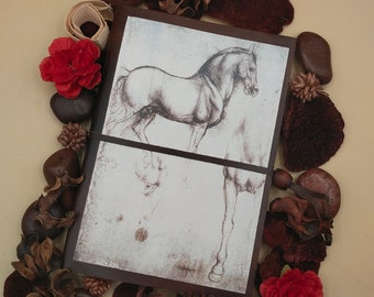 Hand-printed leather notebook, Leonardo da Vinci, Horse