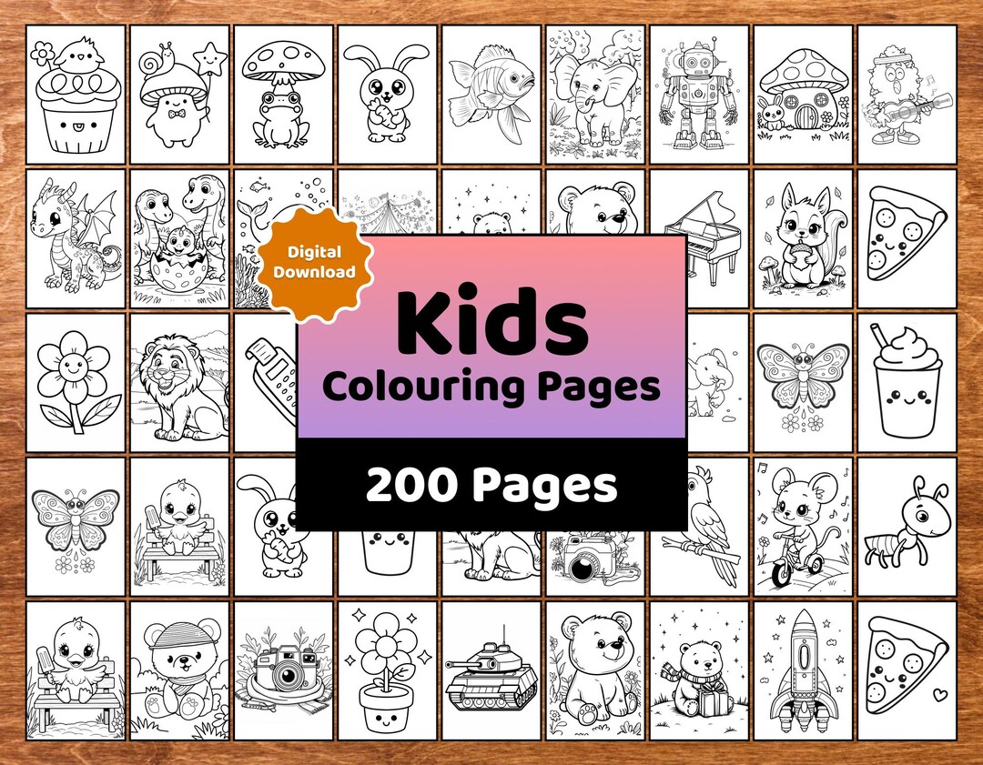 Kids Coloring Bundle PDF 200 Sheets Printable Book Basic and Advanced ...