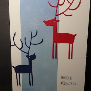 Weihnachtskarte Grußkarte Klappkarte Doppelkarte handgemacht Hirsche