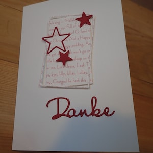 Weihnachtskarte Danke Grußkarte Klappkarte Doppelkarte handgemacht Sterne